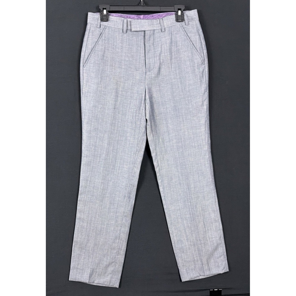 Ted Baker Pashion Pants Chambray Gray End On End Weave Sheen Trouser 30 L
